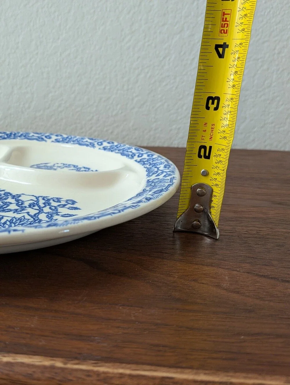 Vintage Blue & White Empress Ivory Universal Cambridge Divided Dinner Plate